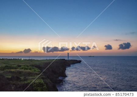Evening view of Cape Zanpa Lighthouse in Okinawa Evening view of Cape Zanpa Lighthouse in Okinawa 85170473