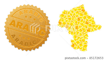 Mazovia Province Map Collage of Golden Fractions and Textured Arabic Seal 85172653