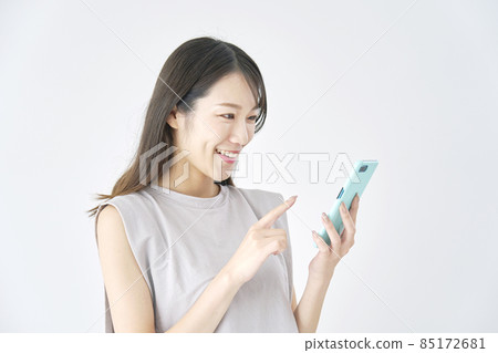 Female smartphone white background Female smartphone white background 85172681
