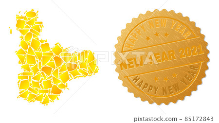 Valladolid Province Map Mosaic of Gold Parts and Textured Happy New Year New Year 2021 Badge 85172843