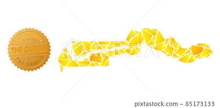 The Gambia Map Mosaic of Gold Parts and Textured The Gambia Badge The Gambia Map Mosaic of Gold Parts and Textured The Gambia Badge 85173133