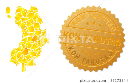 Ko Tao Map Mosaic of Golden Fractions and Metallic Koh Tarutao Badge 85173544