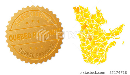 Quebec Province Map Mosaic of Gold Parts and Metallic Quebec Province Badge Quebec Province Map Mosaic of Gold Parts and Metallic Quebec Province Badge 85174718