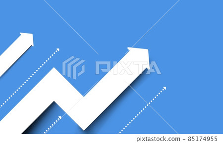 表達業務提升、職業發展、成長、投資成功、銷售的上升箭頭背景材料（藍色） 85174955