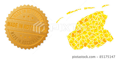 Friesland Province Map Collage of Golden Fractions and Metal Made in Rotterdam Seal Stamp Friesland Province Map Collage of Golden Fractions and Metal Made in Rotterdam Seal Stamp 85175147
