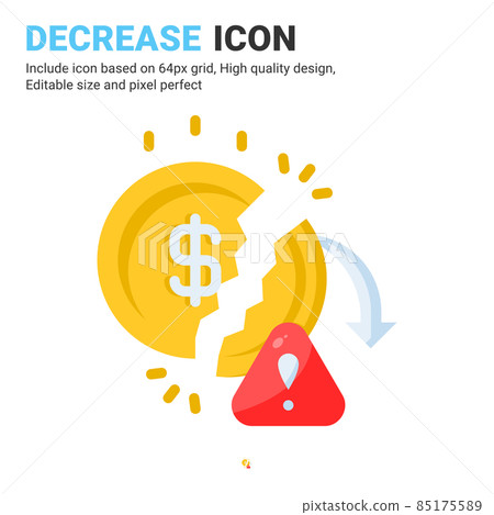 Decrease icon vector with flat color style... - Stock Illustration ...
