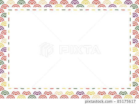 刺繡框架日本配色方案青海波浪背景 85175617