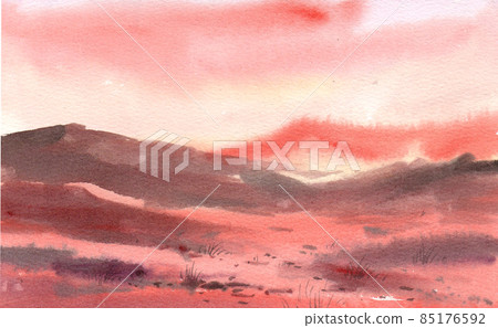 Landscape nature background watercolor 85176592
