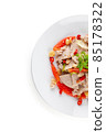 Spicy Vietnamese Sausage Salad on white ceramic plate 85178322