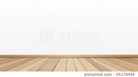 Realistic light wood floor and white wall, background for presentation - Vector 85178484