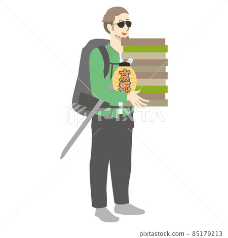 在京都買了很多紀念品的背包客外國人 85179213