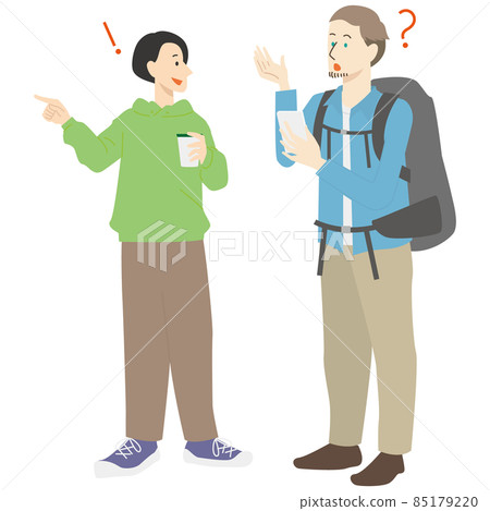 在日本旅行的外國背包客向當地人問路 85179220