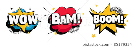 Comic book lettering collection on white background - Vector 85179334