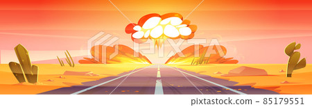Atomic bomb explosion, mushroom cloud in desert Atomic bomb explosion, mushroom cloud in desert 85179551