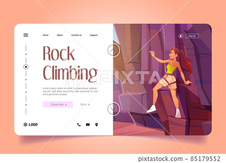 Rock climbing cartoon landing page, mountaineering Rock climbing cartoon landing page, mountaineering 85179552