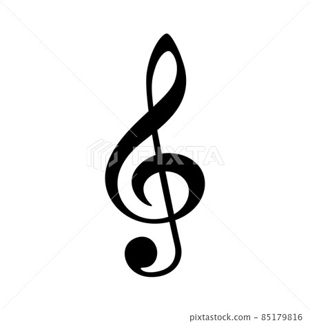 Black music note symbol. Treble clef isolated on white background. Black music note symbol. Treble clef isolated on white background. 85179816