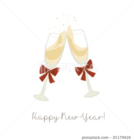 Happy New Year greeting card with two glasses of champagne 85179926