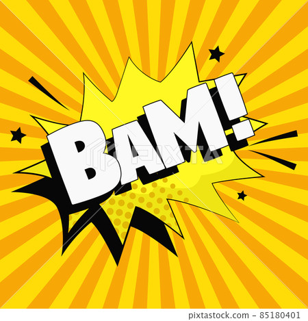 Comic zoom inscription BAM on a colored background - Vector 85180401
