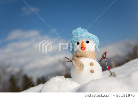 戴著淺藍色帽子的雪人 戴著淺藍色帽子的雪人 85181976