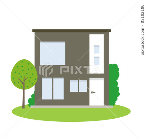 Illustration of a modern detached house - Stock Illustration [85182186 ...