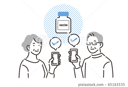 Senior men and women set to certify vaccination with a smartphone 85183535