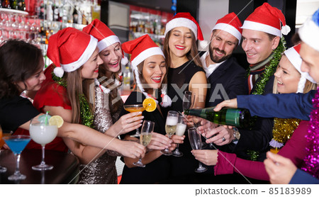 Friends on new year eve party in bar Friends on new year eve party in bar 85183989