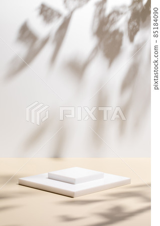 scene with square podium on beige background and shadows 85184090