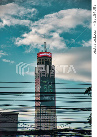 View of Baiyok Sky hotel through the wires 85184395