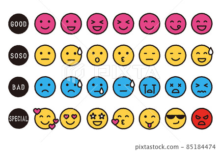 Simple and colorful hand-painted emotional expression face icon set 85184474