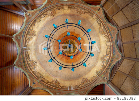 Ceiling of Whirling Dervishes Ceremony hall at the Mevlevi Tekke, a meeting hall for the Sufi order and Whirling Dervishes, Cairo, Egypt 85185388