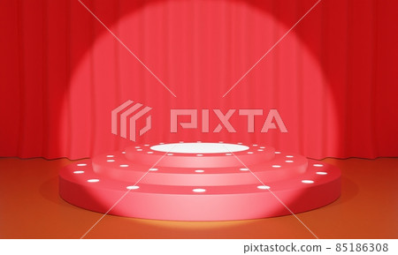 red podium and red curtain  with spotlight on the stage.3d rendering. 85186308