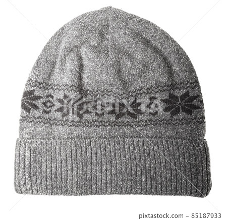 Nordic style winter beanie hat isolated on white 85187933