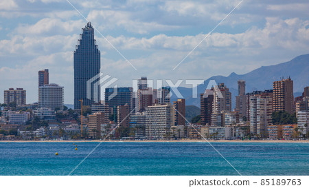 A modern city with high-rise buildings on the seashore 85189763