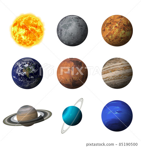 Realistic solar system planet illustration set - Stock Illustration ...