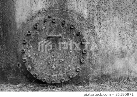 Old dirty fuel hatch for cleaning from liquid chemical waste and oil of an abandoned tank industrial plant Old dirty fuel hatch for cleaning from liquid chemical waste and oil of an abandoned tank industrial plant 85190971