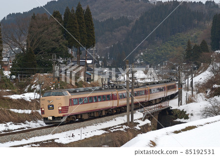 北陸本線 Isurugi-Kurikara JR West 485 Series Y31 Organization (Kanazawa) Shirasagi 85192531