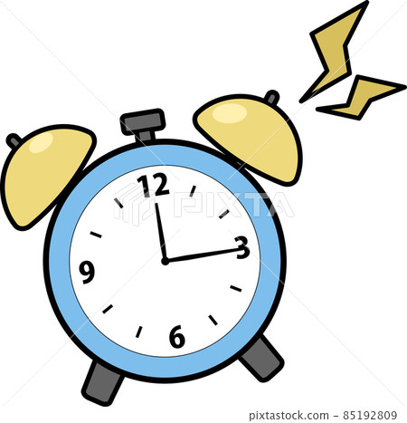 Illustration of a simple and cute alarm clock with an alarm ringing 85192809
