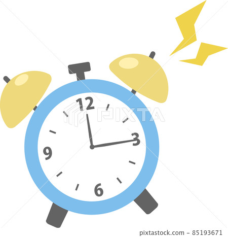 Illustration of a simple and cute alarm clock with an alarm ringing Illustration of a simple and cute alarm clock with an alarm ringing 85193671