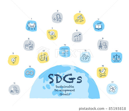 SDGs 17 target icon set Earth 85193818