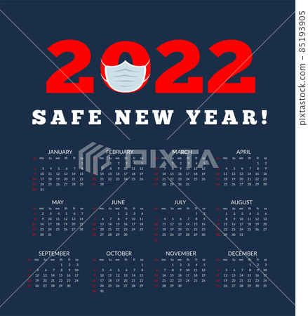 Calendar for 2022 starts sunday. Vector illustration on dark blue Calendar for 2022 starts sunday. Vector illustration on dark blue 85193905