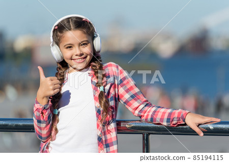 Happy girl with good mood. Listening to music. Girl Happy girl with good mood. Listening to music. Girl 85194115