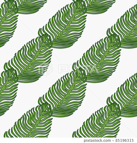 Organic palm leaf seamless pattern with hand drawn foliage print. Simple color background. Vector illustration for seasonal textile. Organic palm leaf seamless pattern with hand drawn foliage print. Simple color background. Vector illustration for seasonal textile. 85196315