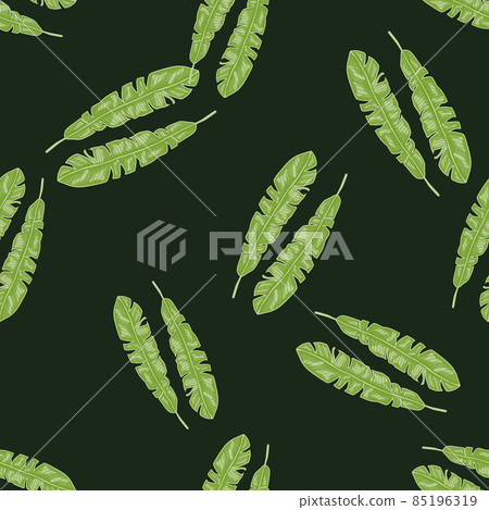Modern Banana leaf seamless pattern with hand drawn tropical print. Fashionable nature background. Vector illustration for seasonal textile. Modern Banana leaf seamless pattern with hand drawn tropical print. Fashionable nature background. Vector illustration for seasonal textile. 85196319