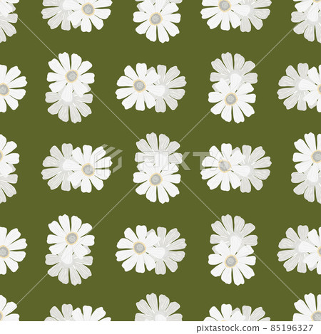 Chamomile pattern seamless in freehand style. Spring flowers on colorful background. Vector illustration for textile. Chamomile pattern seamless in freehand style. Spring flowers on colorful background. Vector illustration for textile. 85196327