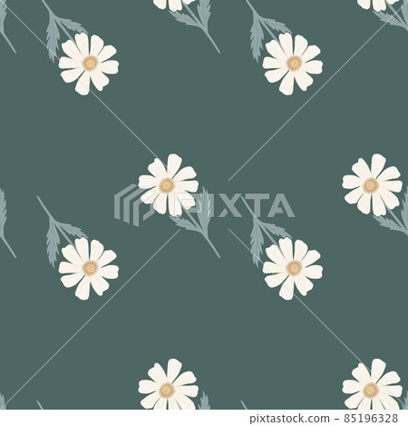 Chamomile pattern seamless in freehand style. Spring flowers on colorful background. Vector illustration for textile. Chamomile pattern seamless in freehand style. Spring flowers on colorful background. Vector illustration for textile. 85196328