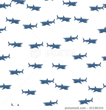 Basking shark seamless pattern in scandinavian style. Marine animals background. Vector illustration for children funny textile. Basking shark seamless pattern in scandinavian style. Marine animals background. Vector illustration for children funny textile. 85196343