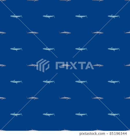 Reef shark seamless pattern in scandinavian style. Marine animals background. Vector illustration for children funny textile. 85196344