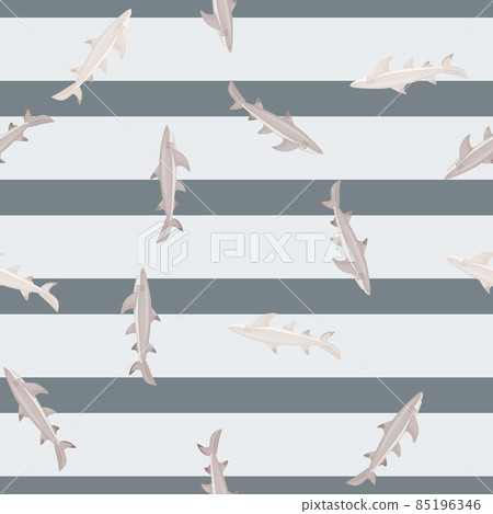 Lemon shark seamless pattern in scandinavian style. Marine animals background. Vector illustration for children funny textile. Lemon shark seamless pattern in scandinavian style. Marine animals background. Vector illustration for children funny textile. 85196346