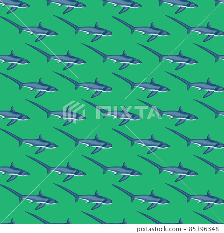 Thresher shark seamless pattern in scandinavian style. Marine animals background. Vector illustration for children funny textile. 85196348