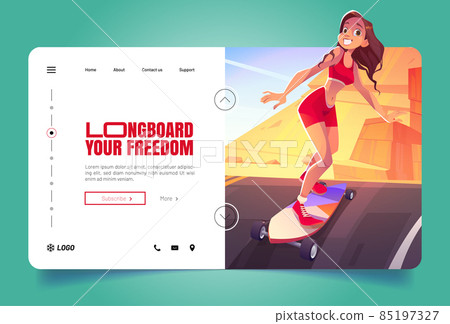 Longboard your freedom cartoon landing page banner 85197327